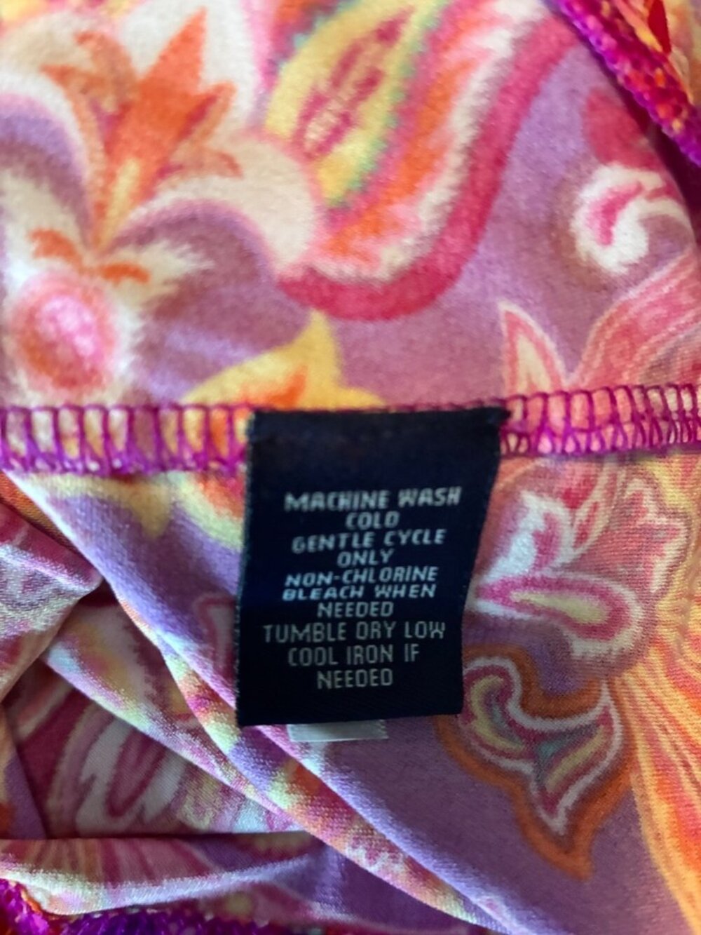 Chaps Womens PL Petite Purple Pink Orange Paisley V-Neck Ruched Wrap Knit Top - Picture 7 of 7